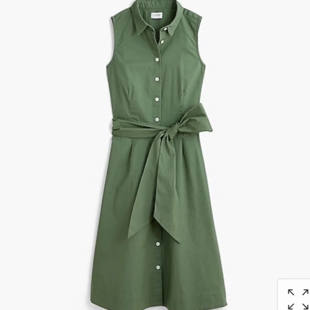 NWT J Crew Sleeveless Button Up Belted Dress in Olive Size 0 - Picture 4 of 8